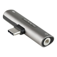 Produktbild för StarTech.com USB-C-ljud- och laddningsadapter - USB-C ljudadapter med TRRS-hörlurs-/headsetuttag på 3,5 mm och 60 W USB Type-C Power Delivery Pass-through-laddare - För telefon/surfplatta/bärbar dator med USB-C - dockningsstation - USB-C