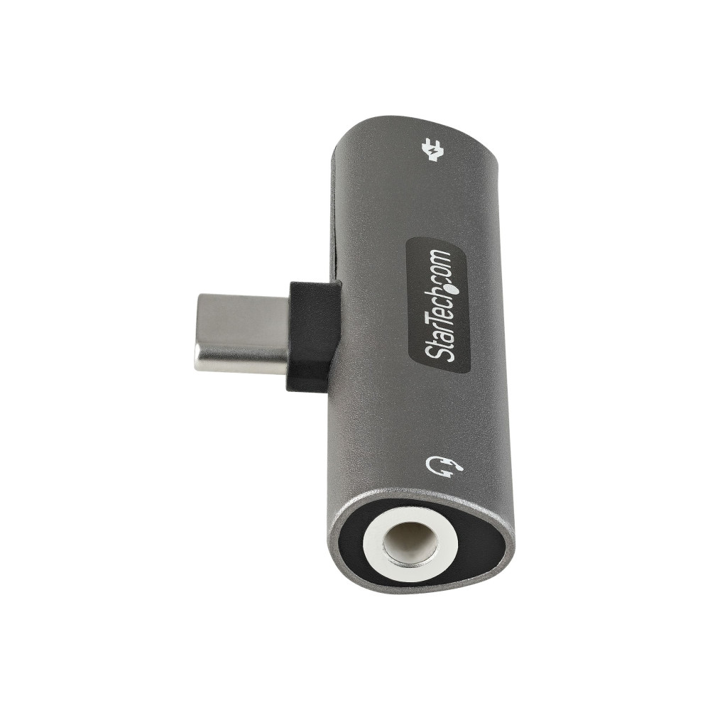 Produktbild för StarTech.com USB-C-ljud- och laddningsadapter - USB-C ljudadapter med TRRS-hörlurs-/headsetuttag på 3,5 mm och 60 W USB Type-C Power Delivery Pass-through-laddare - För telefon/surfplatta/bärbar dator med USB-C - dockningsstation - USB-C