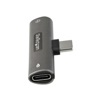 Produktbild för StarTech.com USB-C-ljud- och laddningsadapter - USB-C ljudadapter med TRRS-hörlurs-/headsetuttag på 3,5 mm och 60 W USB Type-C Power Delivery Pass-through-laddare - För telefon/surfplatta/bärbar dator med USB-C - dockningsstation - USB-C