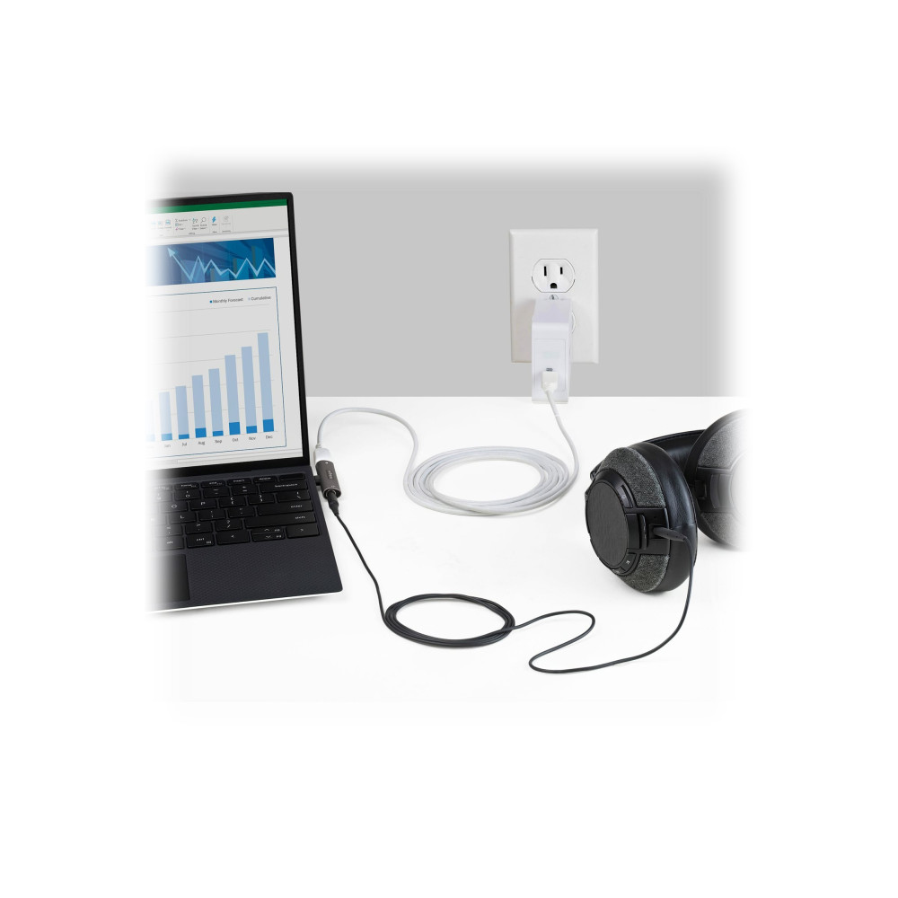 Produktbild för StarTech.com USB-C-ljud- och laddningsadapter - USB-C ljudadapter med TRRS-hörlurs-/headsetuttag på 3,5 mm och 60 W USB Type-C Power Delivery Pass-through-laddare - För telefon/surfplatta/bärbar dator med USB-C - dockningsstation - USB-C
