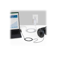 Produktbild för StarTech.com USB-C-ljud- och laddningsadapter - USB-C ljudadapter med TRRS-hörlurs-/headsetuttag på 3,5 mm och 60 W USB Type-C Power Delivery Pass-through-laddare - För telefon/surfplatta/bärbar dator med USB-C - dockningsstation - USB-C