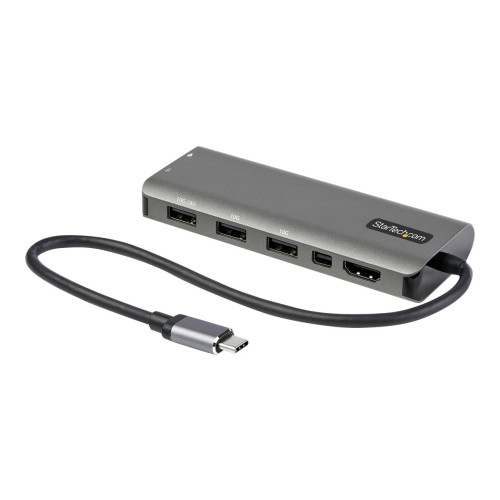 StarTech.com StarTech.com USB C-multiportadapter - USB-C till HDMI eller Mini DisplayPort 4K 60 Hz, 100W Power delivery Pass-through, 4-portars 10 Gbit/s USB-hubb - USB Type-C-mini-dockningsstation - med 30 cm ansluten kabel - dockningsstation - USB-C / Thunderbolt 3 
