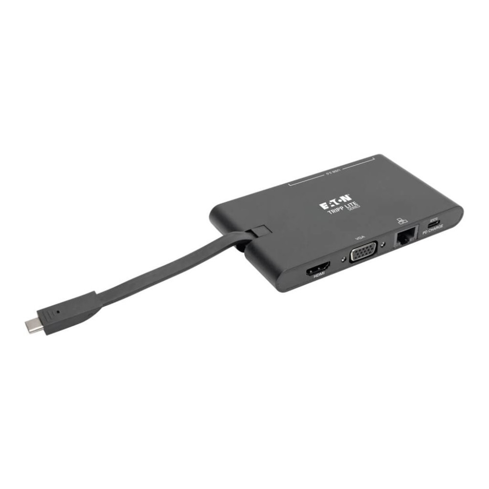 Produktbild för Eaton Tripp Lite Series USB-C Laptop Docking Station - HDMI, VGA, GbE, 4K @ 30 Hz, Thunderbolt 3, USB-A, USB-C, PD Charging 3.0, Black - dockningsstation - USB-C 3.1 / Thunderbolt 3 - VGA, HDMI - 1GbE