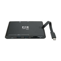 Produktbild för Eaton Tripp Lite Series USB-C Laptop Docking Station - HDMI, VGA, GbE, 4K @ 30 Hz, Thunderbolt 3, USB-A, USB-C, PD Charging 3.0, Black - dockningsstation - USB-C 3.1 / Thunderbolt 3 - VGA, HDMI - 1GbE