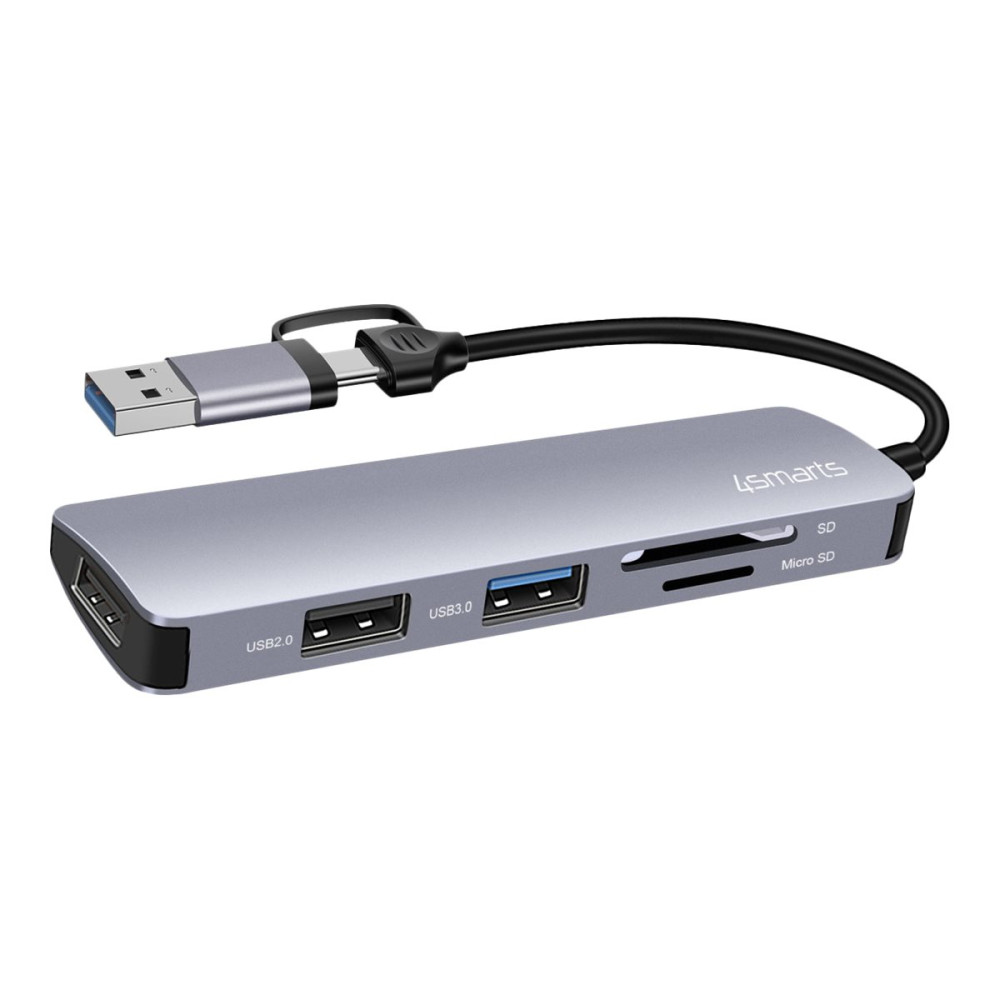 Produktbild för 4smarts 5in1 Hub - dockningsstation - USB-C / USB-A - 5 platser - USB 2.0, USB 3.0