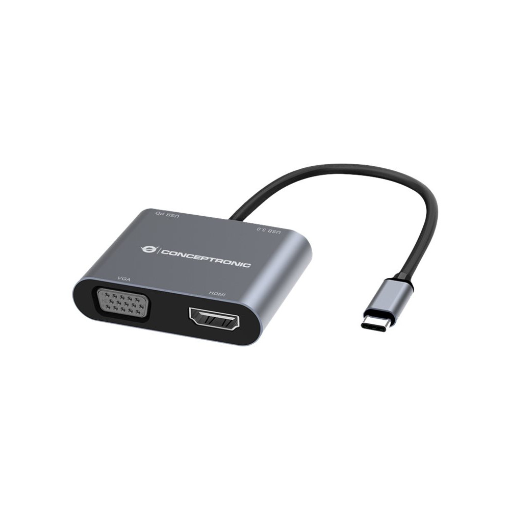 Produktbild för Conceptronic DONN16G - dockningsstation - USB-C 3.2 Gen 1 - HDMI, VGA