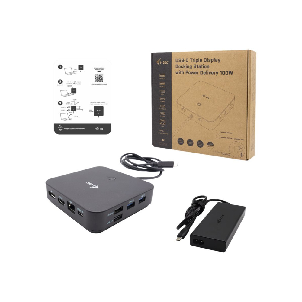 Produktbild för i-Tec - dockningsstation - USB-C / USB4 / Thunderbolt 3 / Thunderbolt 4 - HDMI, 2 x DP++ - 1GbE