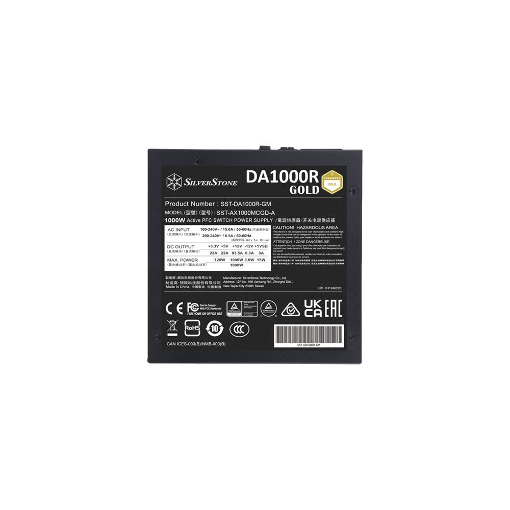 Produktbild för SilverStone Decathlon Series DA1000R Gold - nätaggregat - Cybenetics Gold, PCIe 5.0, fully modular - 1000 Watt