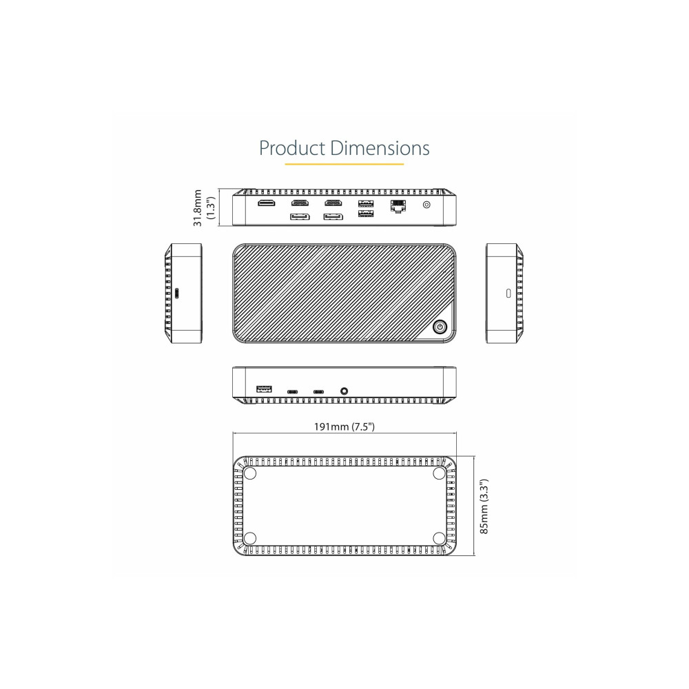 Produktbild för StarTech.com USB-C Triple Monitor Docking Station - HDMI/DP Triple 4k USB-C Dock - 5x USB Hub - GbE - 100W PD - Universal Multi Monitor Docking Station - Thunderbolt 3/4 Compatible (116E-USBC-DOCK) - dockningsstation - USB-C - 1GbE
