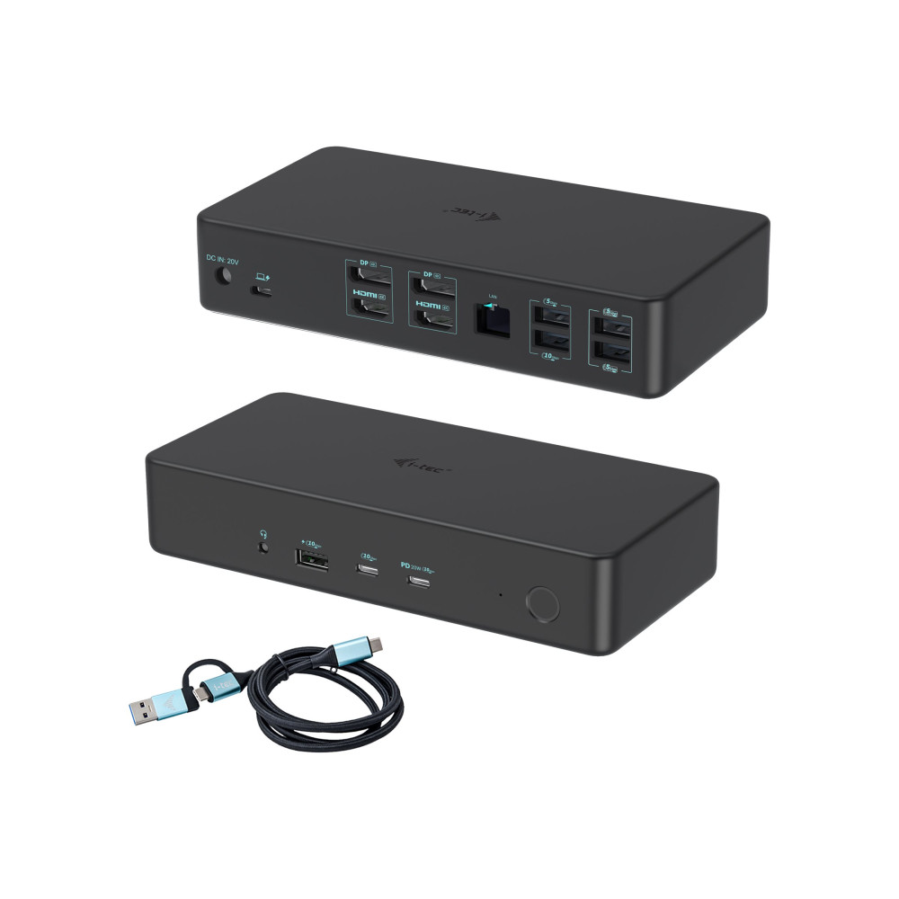Produktbild för i-Tec - dockningsstation - USB-C / Thunderbolt 3 / USB 3.0 - 2 x DP, 2 x HDMI - 1GbE