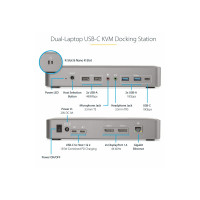 Produktbild för StarTech.com Dual-Laptop USB-C KVM Docking Station, Dual Monitor 4K 60Hz DisplayPort Dock, 5-Port USB Hub, GbE, 90W/45W Power Delivery to Two Laptops, Windows/Mac, 2-Host KVM Dock - dockningsstation - USB-C 3.2 Gen 2 - 2 x DP - 1GbE - TAA-kompatibel