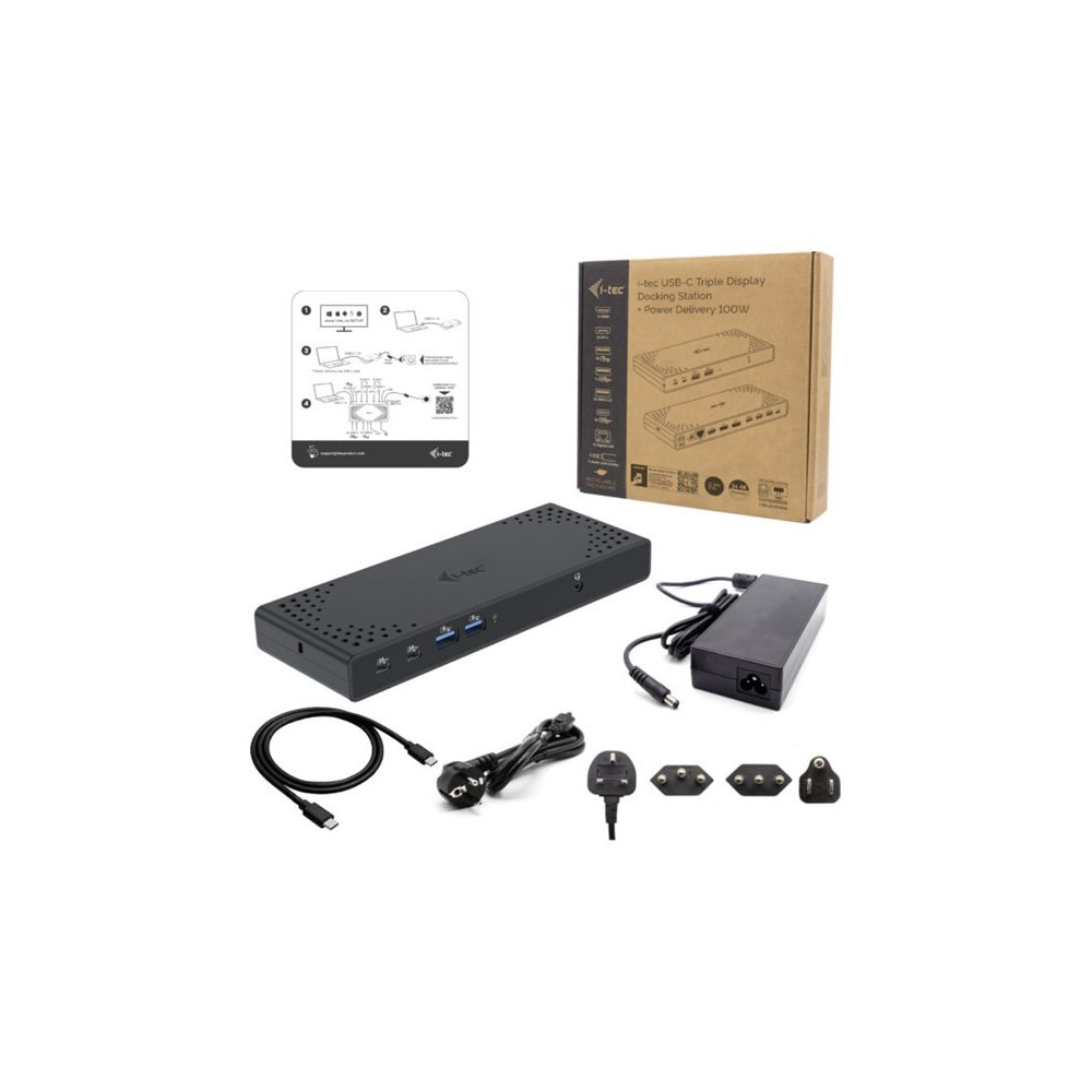 Produktbild för i-Tec - dockningsstation - USB-C / USB4 / Thunderbolt 3 / Thunderbolt 4 - HDMI, 2 x DP++ - 1GbE