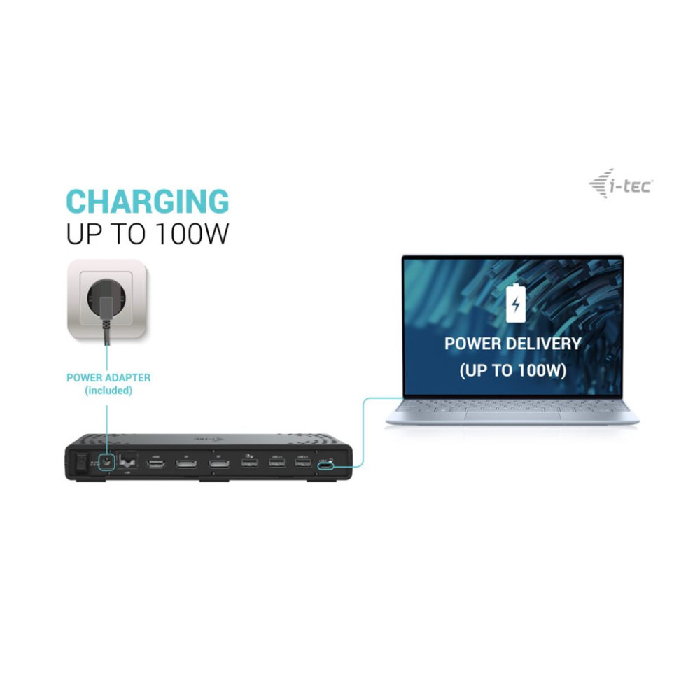 Produktbild för i-Tec - dockningsstation - USB-C / USB4 / Thunderbolt 3 / Thunderbolt 4 - HDMI, 2 x DP++ - 1GbE