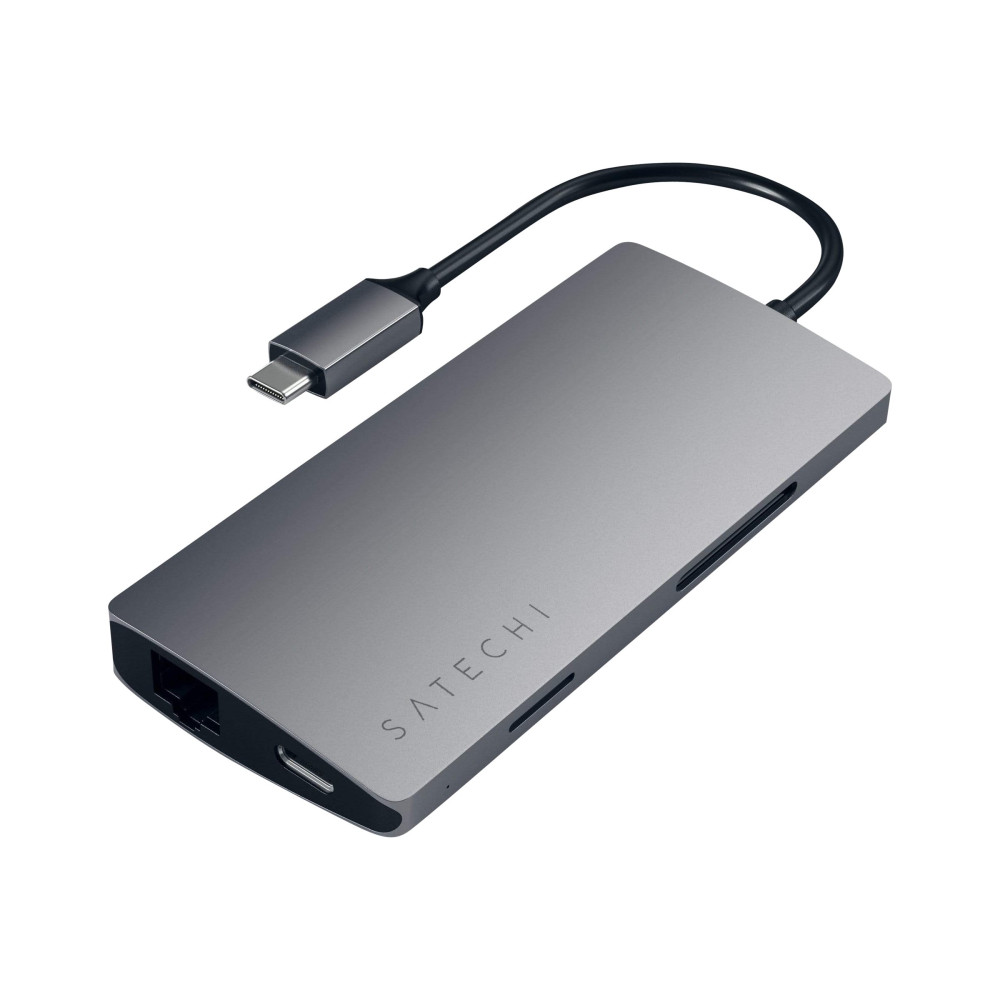 Produktbild för Satechi Aluminum Multi-Port Adapter V2 - dockningsstation - USB-C - 1GbE