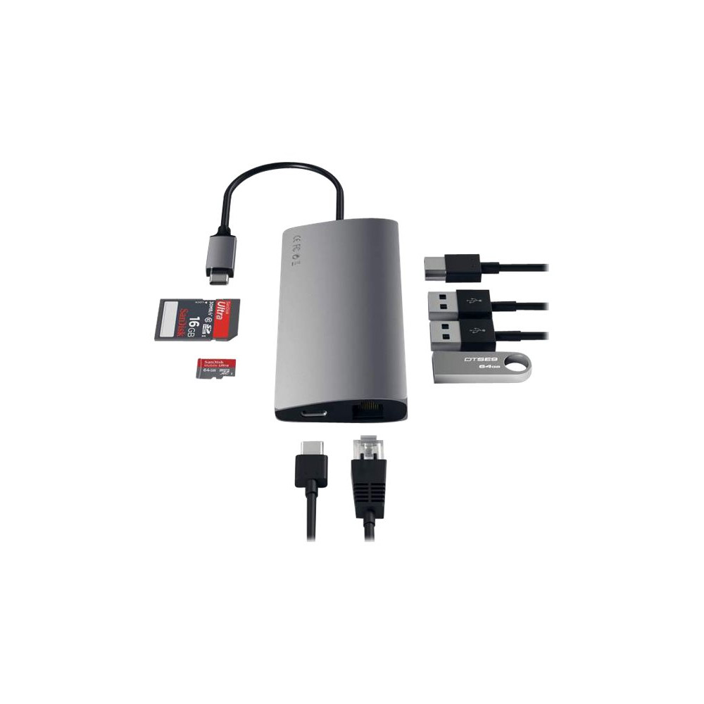 Produktbild för Satechi Aluminum Multi-Port Adapter V2 - dockningsstation - USB-C - 1GbE