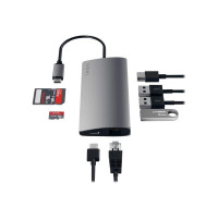 Produktbild för Satechi Aluminum Multi-Port Adapter V2 - dockningsstation - USB-C - 1GbE