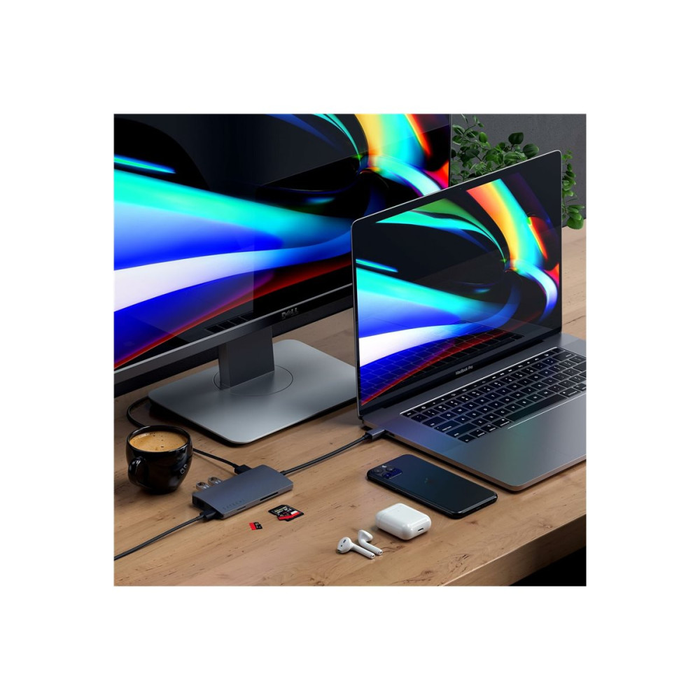 Produktbild för Satechi Aluminum Multi-Port Adapter V2 - dockningsstation - USB-C - 1GbE
