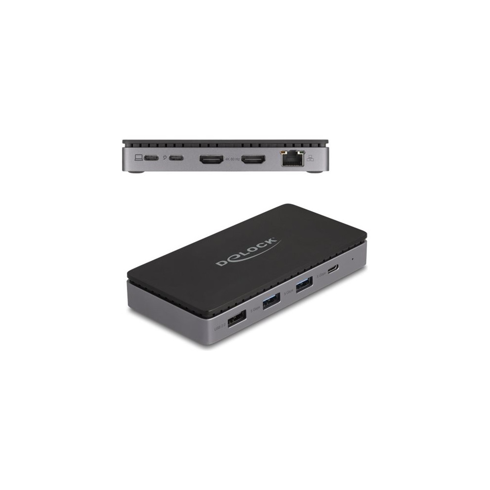 Produktbild för Delock - dockningsstation - USB-C / Thunderbolt 3 / Thunderbolt 4 - 2 x HDMI - 1GbE