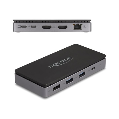 DeLOCK Delock - dockningsstation - USB-C / Thunderbolt 3 / Thunderbolt 4 - 2 x HDMI - 1GbE