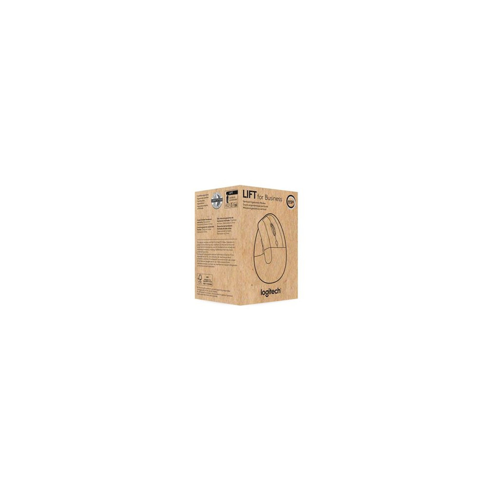 Produktbild för Logitech Lift for Business - vertikal mus - Bluetooth, 2.4 GHz - offwhite