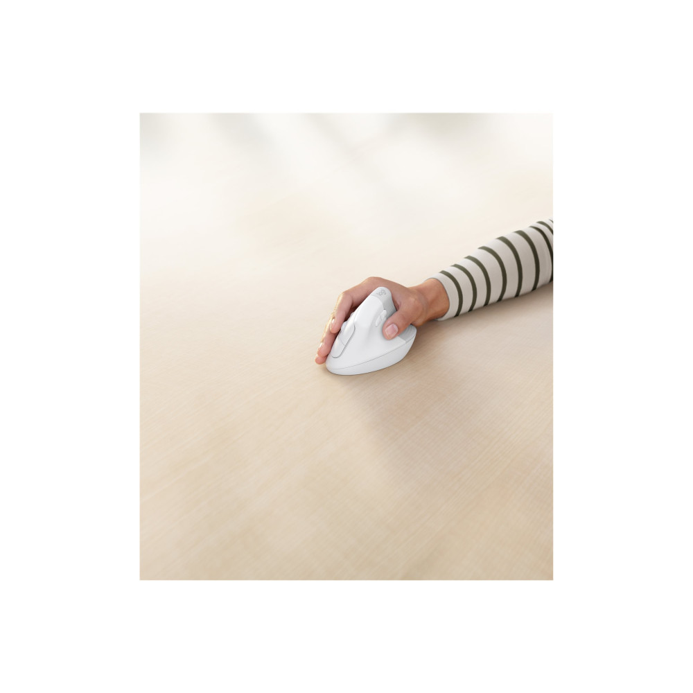 Produktbild för Logitech Lift for Business - vertikal mus - Bluetooth, 2.4 GHz - offwhite