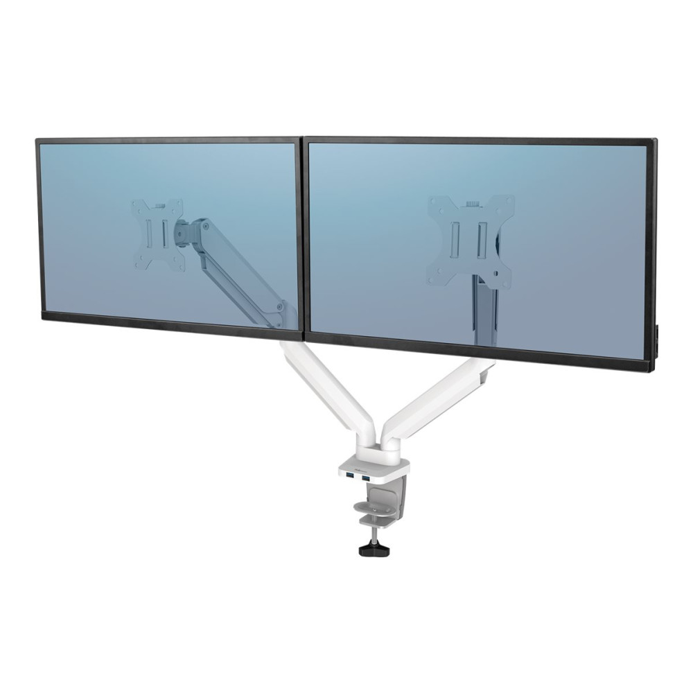 Produktbild för Fellowes Platinum Series monteringssats - justerbara dubbla armar - för 2 monitorer - vit