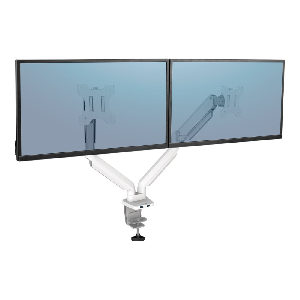 Produktbild för Fellowes Platinum Series monteringssats - justerbara dubbla armar - för 2 monitorer - vit
