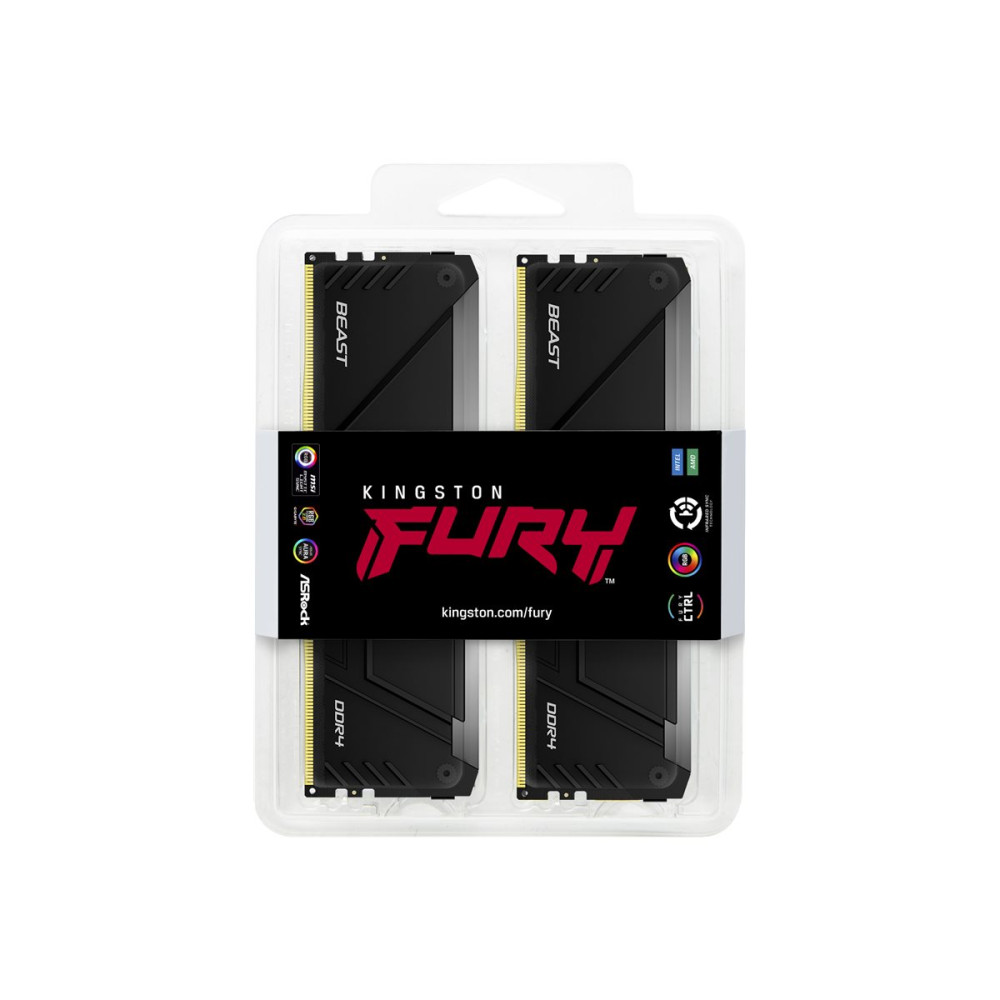 Produktbild för Kingston FURY Beast RGB - DDR4 - sats - 64 GB: 2 x 32 GB - DIMM 288-pin / PC4-25600 - ej buffrad
