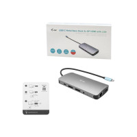 Produktbild för i-Tec USB-C Metal Nano 3x Display Docking Station + Power Delivery 100 W - dockningsstation - USB-C / Thunderbolt 3 - HDMI, 2 x DP - 1GbE