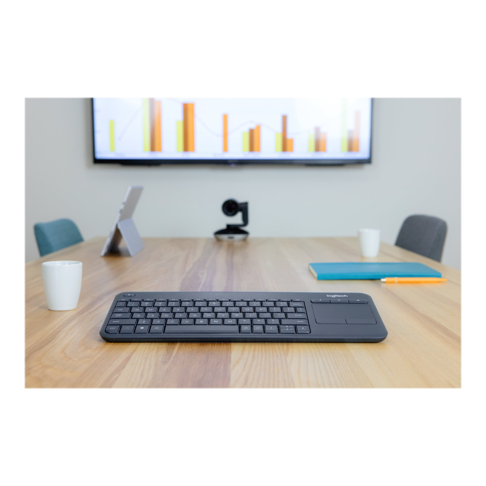 Produktbild för Logitech Wireless Touch Keyboard K400 Plus - tangentbord - tysk - svart Inmatningsenhet