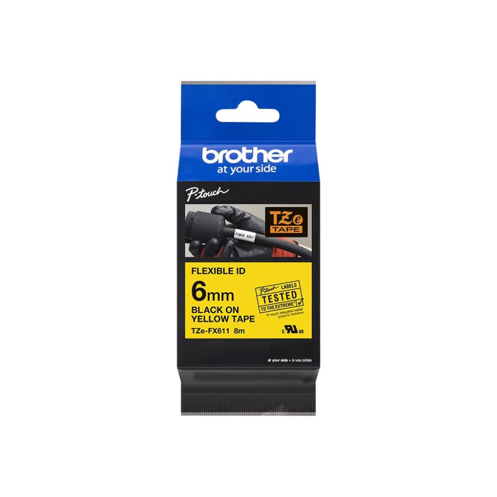 Produktbild för Brother TZe-FX611 - flexibel tape - 1 kassett(er) - Rulle (0,6 cm x 8 m)