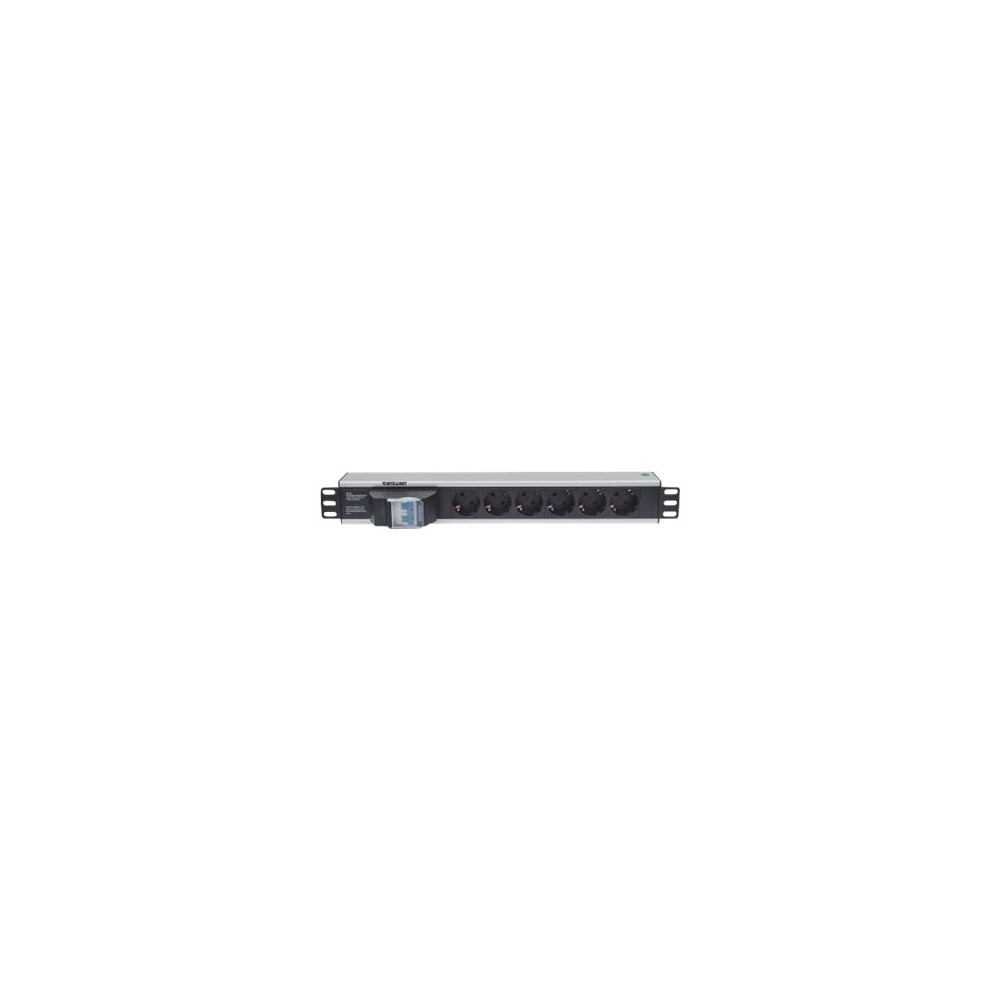 Produktbild för Intellinet 19" 1.5U Rackmount 6-Way Power Strip - German Type", With Double Air Switch, No Surge Protection, 1.6m Power Cord - kraftdistributionsenhet