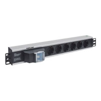 Produktbild för Intellinet 19" 1.5U Rackmount 6-Way Power Strip - German Type", With Double Air Switch, No Surge Protection, 1.6m Power Cord - kraftdistributionsenhet