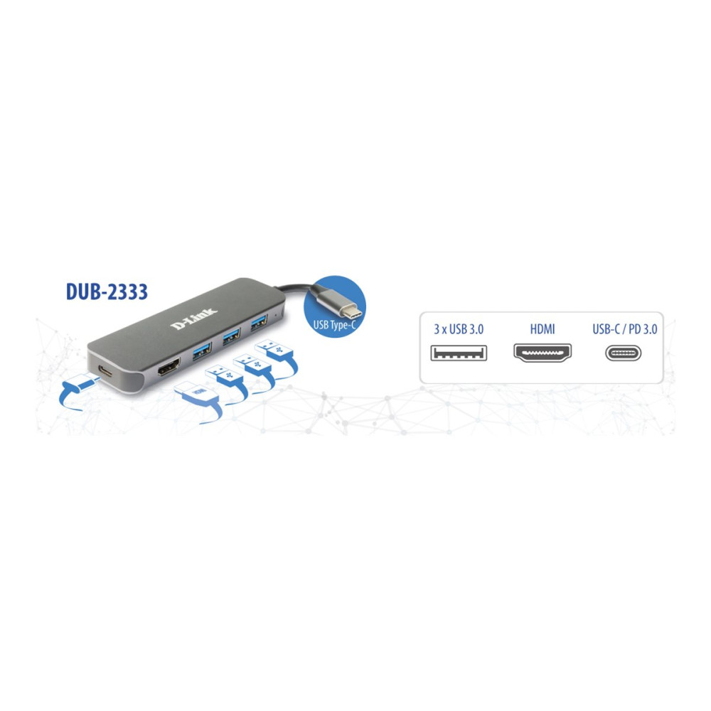 Produktbild för D-Link DUB-2333 - dockningsstation - USB-C / Thunderbolt 3 - HDMI