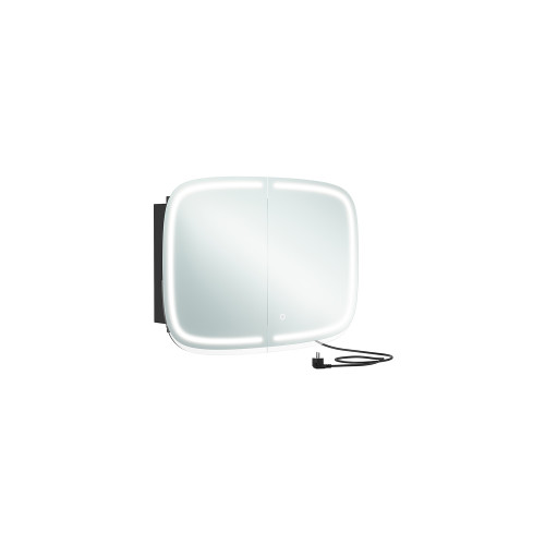 VASAGLE Bathroom Mirror With Lighting 2 Adjustable Shelves Ink Black 80x60x14cm