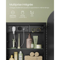 Produktbild för Bathroom Mirror With Lighting 2 Adjustable Shelves Ink Black 80x60x14cm