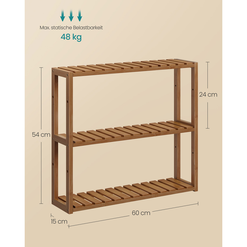 Produktbild för Bathroom Shelves Yellowish Brown 60x15x54cm