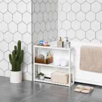 Produktbild för Bamboo Shelf White 60x15x55cm