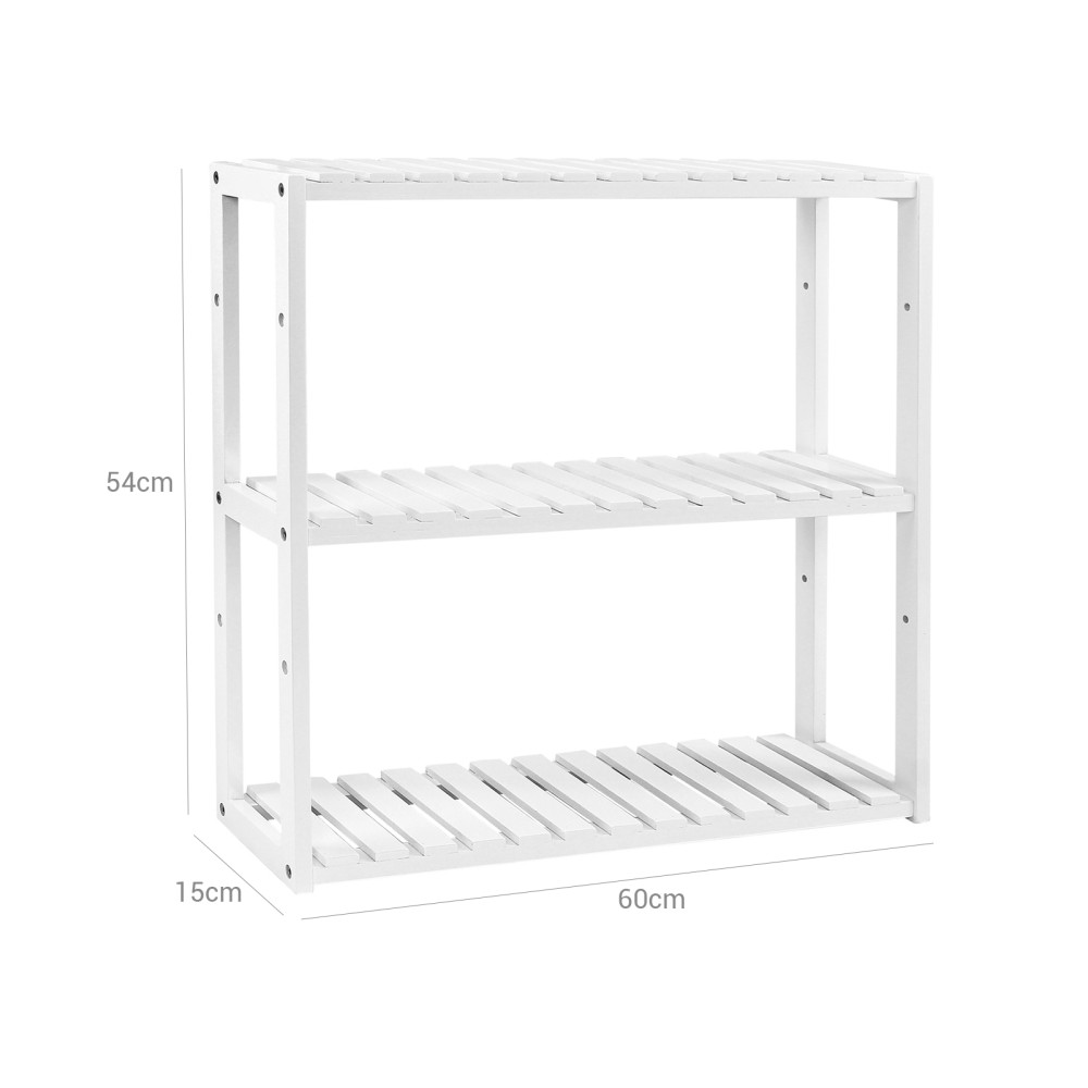 Produktbild för Bamboo Shelf White 60x15x55cm