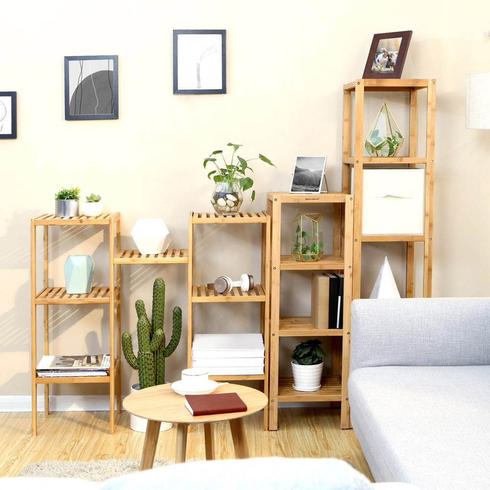 Produktbild för 5 Tier Book Shelf Natural 33x33x147cm