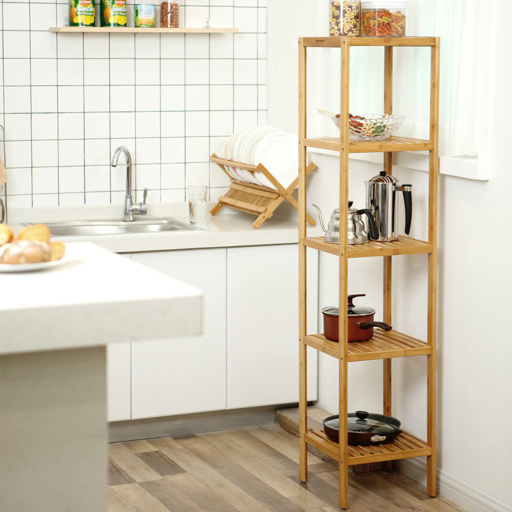 Produktbild för 5 Tier Book Shelf Natural 33x33x147cm