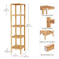 Produktbild för 5 Tier Book Shelf Natural 33x33x147cm