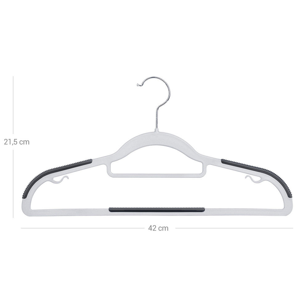Produktbild för Plastic Clothes Hangers Grey, Silver 42x22x1cm