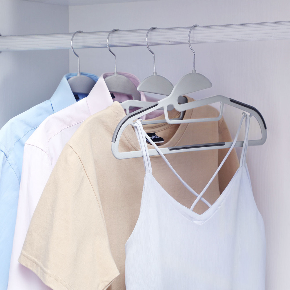 Produktbild för Plastic Clothes Hangers Grey, Silver 42x23x1cm