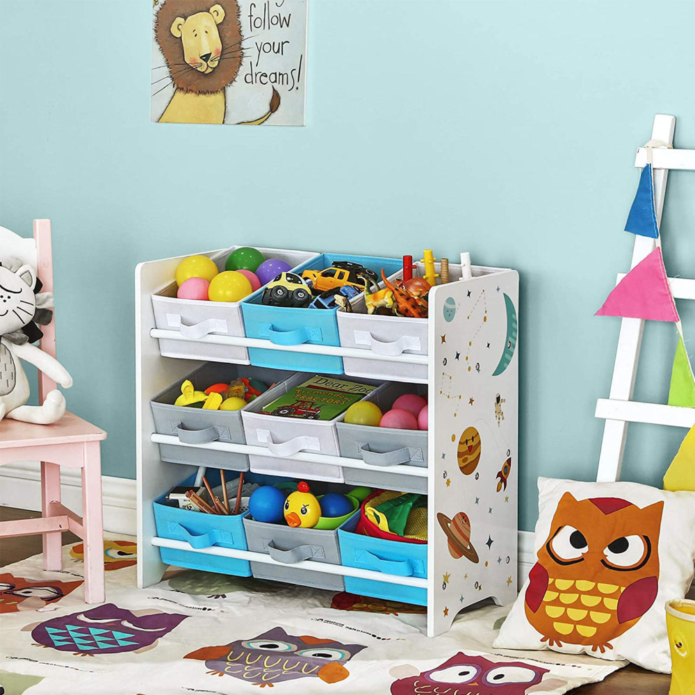 Produktbild för Kid Bookcase White, Blue Q 63x30x60cm