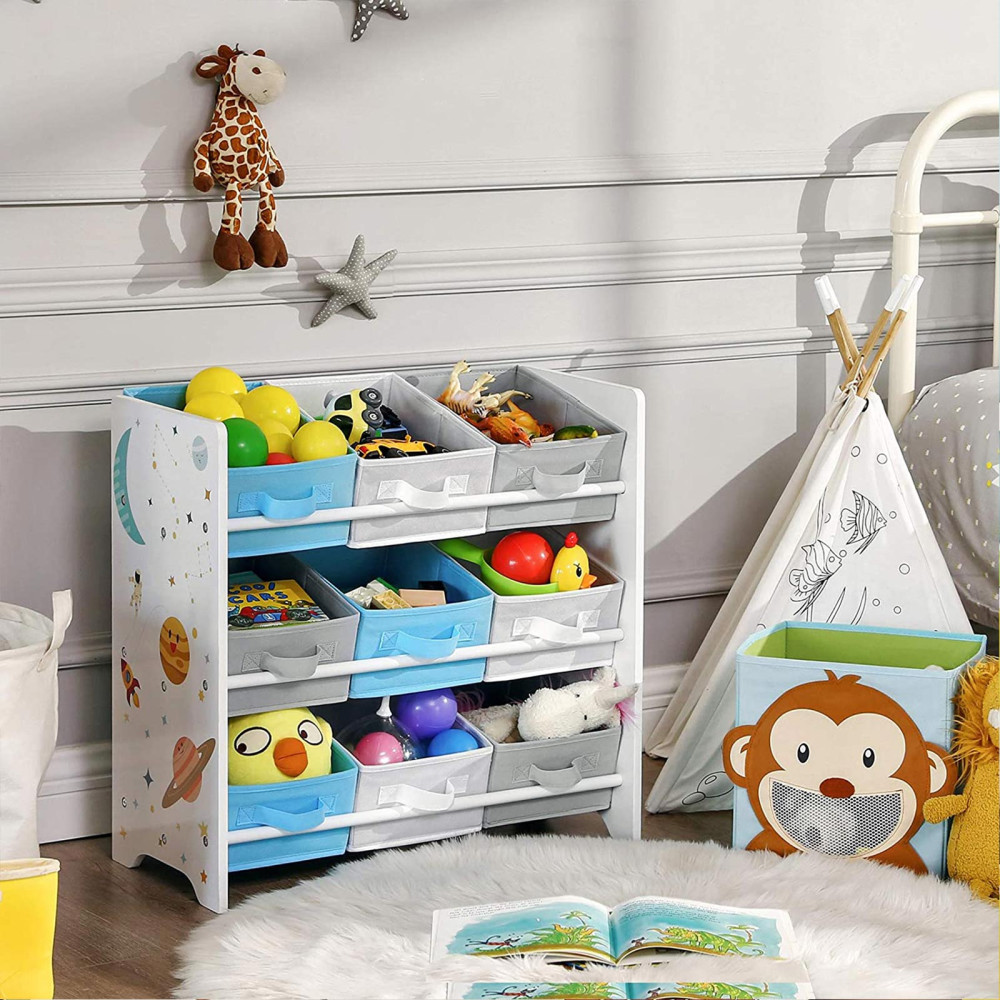 Produktbild för Kid Bookcase White, Blue Q 63x30x60cm