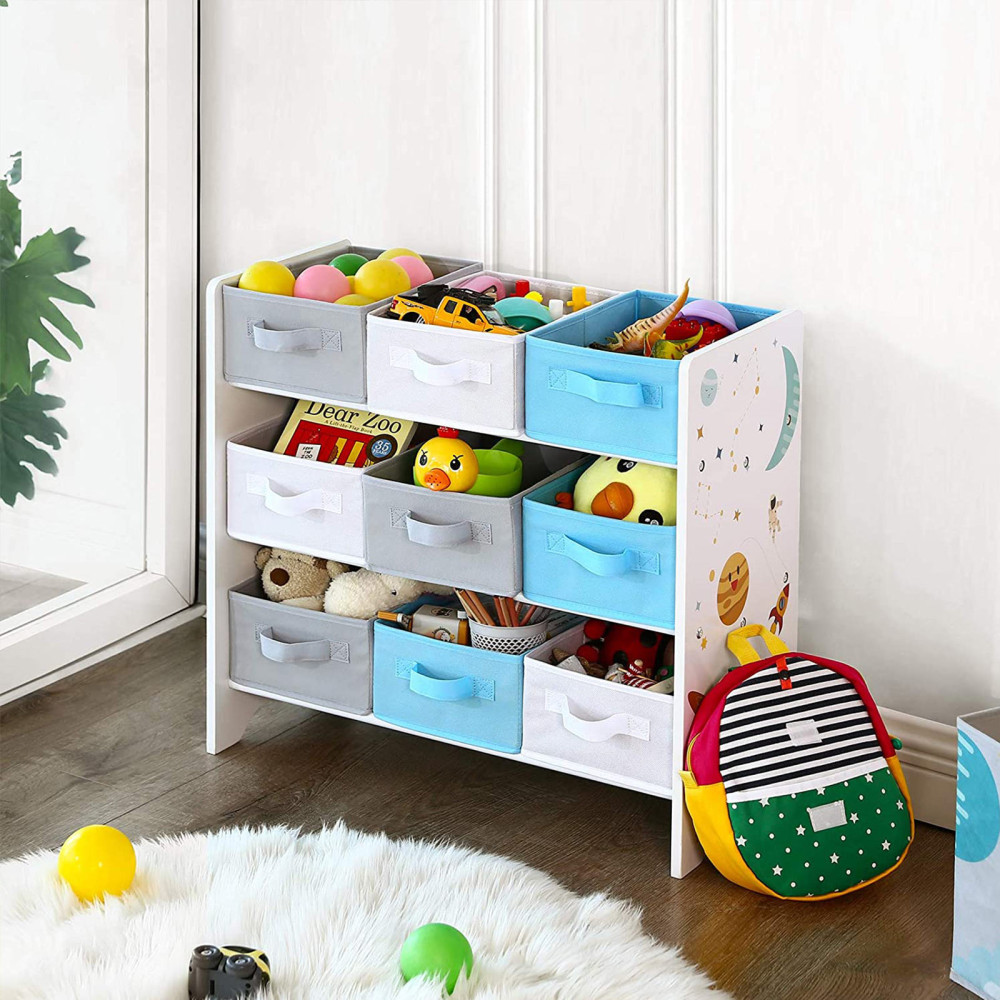 Produktbild för Kid Bookcase White, Blue Q 63x30x60cm