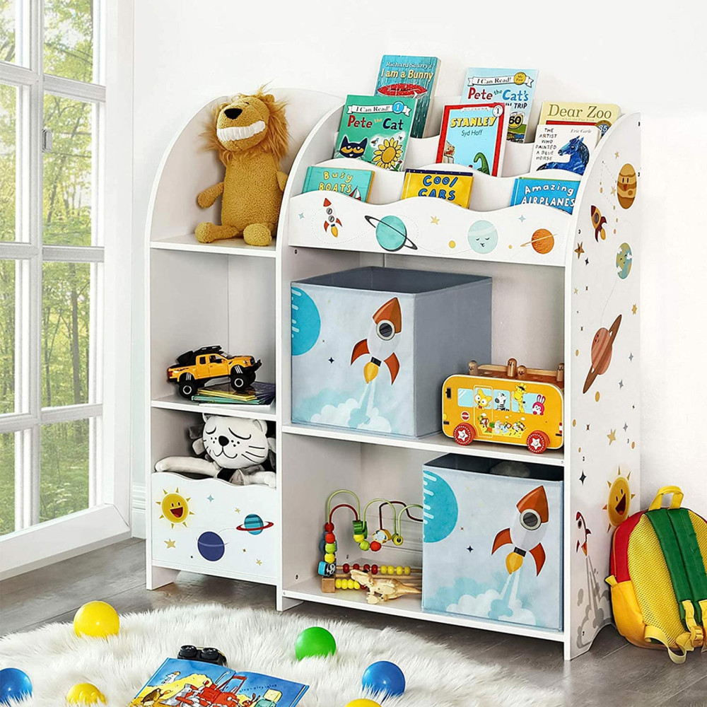 Produktbild för Toy Storage Shelf White, Grey 93x30x100cm