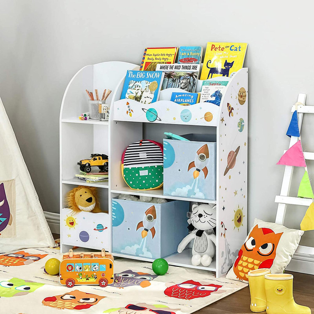 Produktbild för Toy Storage Shelf White, Grey 93x30x100cm