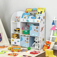 Produktbild för Toy Storage Shelf White, Grey 93x30x100cm